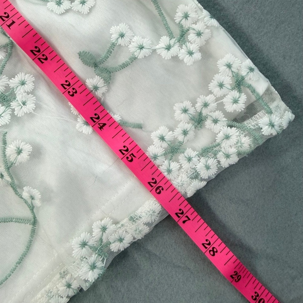 Princess Polly Cottagecore Dress Womens 2 White Green Floral Embroidered Mesh - Picture 6 of 8